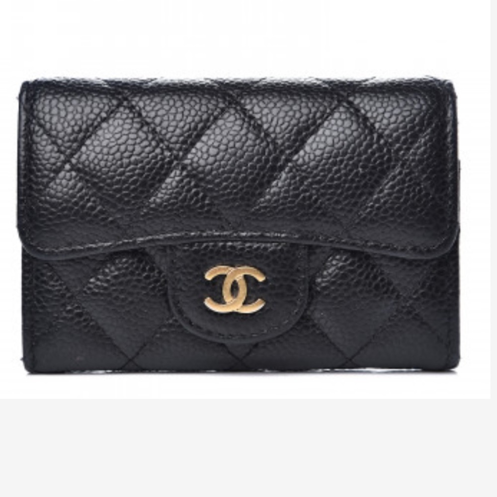 Authentic Chanel Caviar Quilted Flap Card Holder Wallet - Picture 1 of 8
